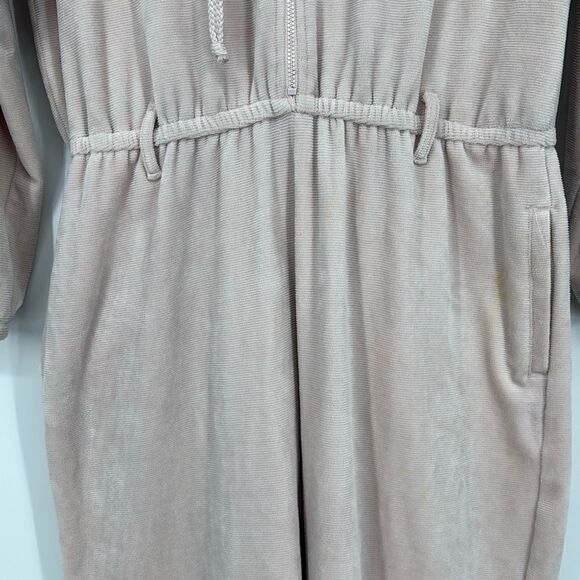 SATURDAY SUNDAY x ANTHROPOLOGIE | Pink Cozy Ribbed Velvet Hooded Jumpsuit | Smal - Picture 4 of 14